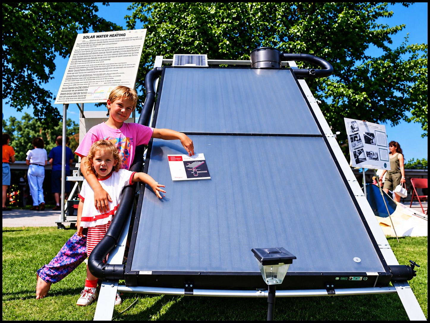 Shane and Brittany Mohr as kids with an early solar panel